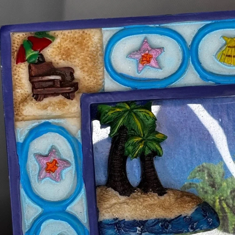 VTG Republica Dominicana 5x7 Picture Frame Turtle Beach Island‎ Ocean Decor